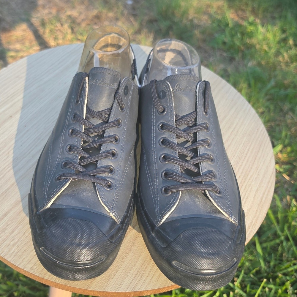 Converse Jack Purcell Low Top Charcoal Grey Black Rubber Coated Sneakers